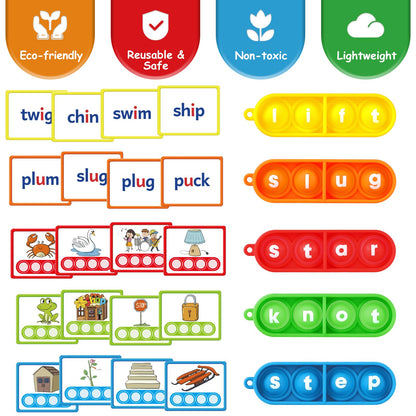 Aizweb CVCC & CCVC Word Game,Phonics Games Flash Cards for Preschool Kindergarten Classroom Supplies,Special Education Reading Manipulative Montessori Spelling Toy for Learning Activity Teacher School