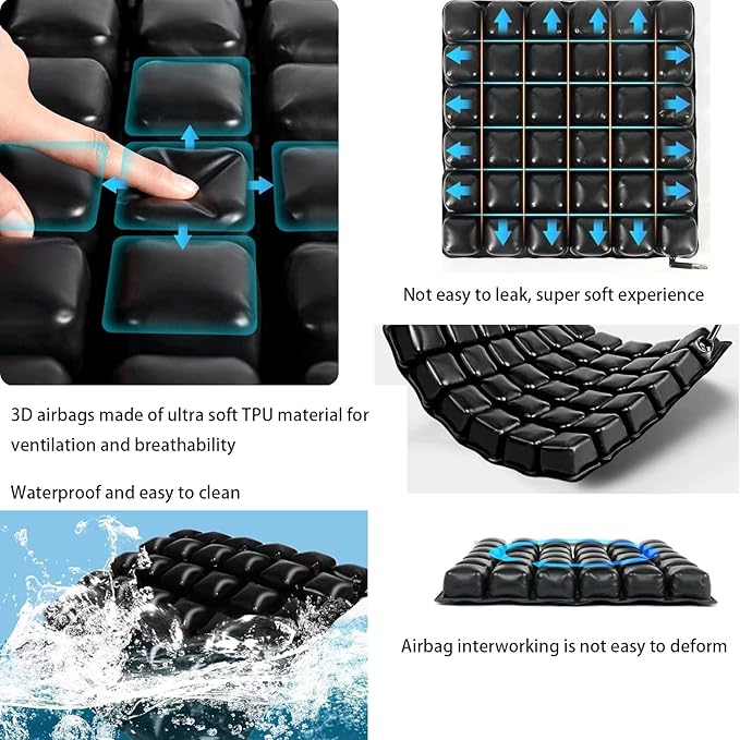 Inspiratory Cover air Cushion with Zippered Fabric Cover,Chair pad,Wheelchair Matress,Anti Bedsore,Elderly Matress,Relieve Driver and sedentary Individuals Stress and Pain,Pressure Relief Cushions.