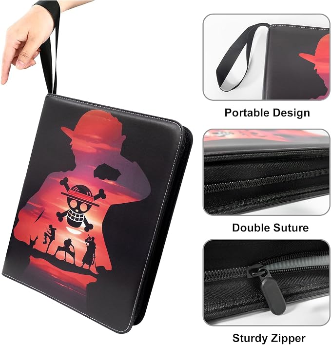 900 Pockets Custom Card Binder, DIY Anime Sports Cover Design, Portable Waterproof Storage Album with Removable Sleeves for Baseball Football Soccer One Piece Cards Collectors