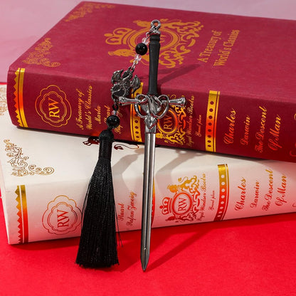3PCS Dragon Sword Metal Bookmarks Set 2.0, Fantasy Bookmark with Tassle,Cool Bookmarks for Women and Men,Book Accessories Gifts for Book Lovers (Dragon Sword)