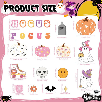 Pasimy Halloween Bulletin Board Decorations Set Halloween Theme Classroom Decor Spider Bat Ghost Pumpkin Cutouts with Borders for Home School Party Supplies (Hocus Pocus)