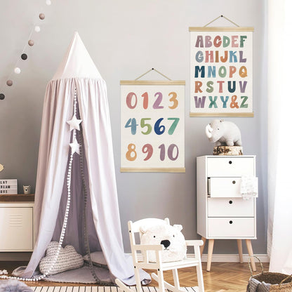 Alphabet and Number Wall Art Poster Set of 2,Toddler Learning Canvas Print Posters , Colourful Boho Educational Wall Decor for Preschool Classroom, Nursery, Playroom,Kids Room Decor 14x18.5Inch (ABC+123)
