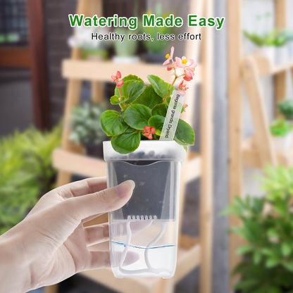 12PCS Mini Self Watering Pots for Indoor Plants - 2" Small Clear Planter with Wicks & Water Level Indicator, Plastic Automatic-Watering Pot for African Violet, Succulent, Alocasia, Hoya, Plant Label