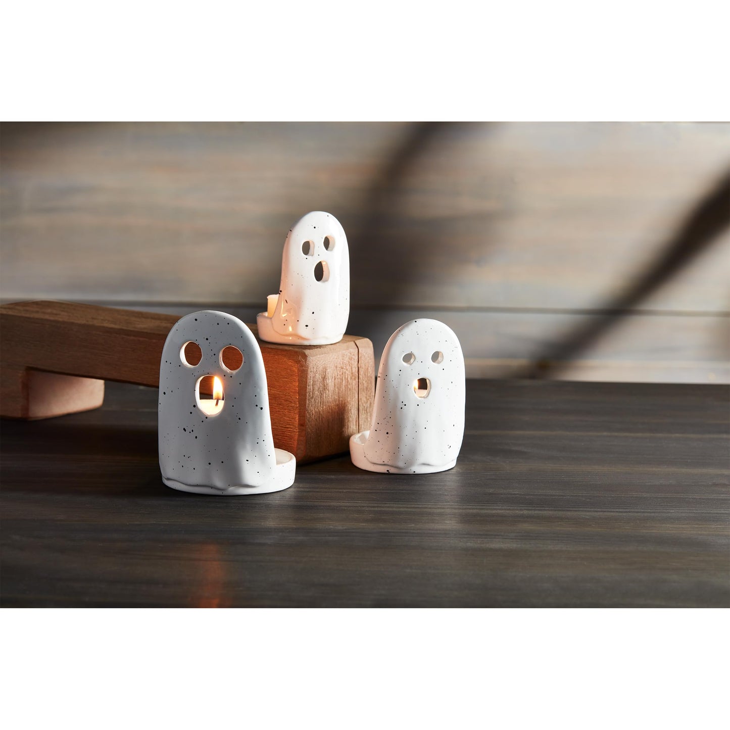 Mud Pie Nested Ghost Tea Light Holder, 2.75" x 4.5"