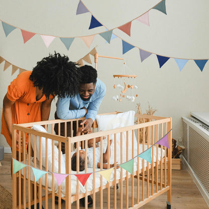 Fabric Bunting Banner, 2 Pack Handmade Neutral String Banner Each 8.5 ft 10 Flags Nursery Wall Hanging Wedding Birthday Home Baby Shower Party Decoration Bunting (Orange Black)