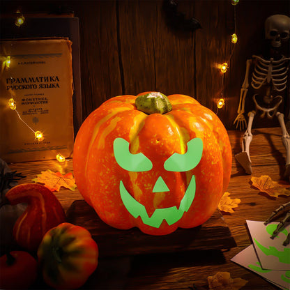 16 Pieces Halloween Luminous Pumpkin Sticker Fluorescent Green Decals Sticker Glow in The Dark Window Wall Door Stickers Decorating Craft Kits for Halloween Party Decorations Supplies
