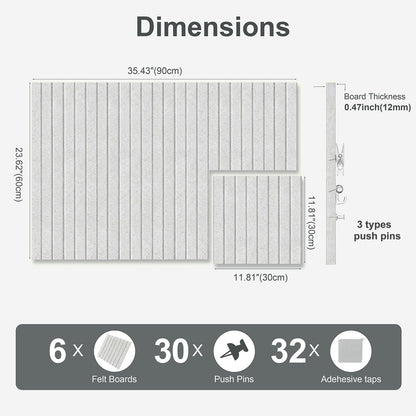 G Gamit 0.47" Thick Felt Pin Board 36"x24" Large Cork Board Alternative 6 Pack 11.81"x11.81"Felt Bulletin Board Wall Tiles Notice Board with 30 Pushpins for Home Office School(Fine-Light Camel)