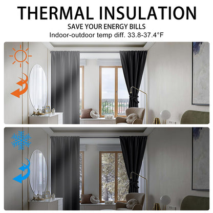JIUZHEN Halloween Blackout Curtains for Bedroom - Black Thermal Insulated Room Darkening Rod Pocket Curtains for Living Room, Set of 2 Panels with Tiebacks, 38 x 45 Inch