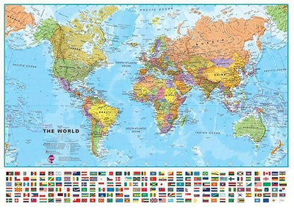 Giant World MegaMap, Large Wall Map (World Map with Flags - 23 x 33cm)