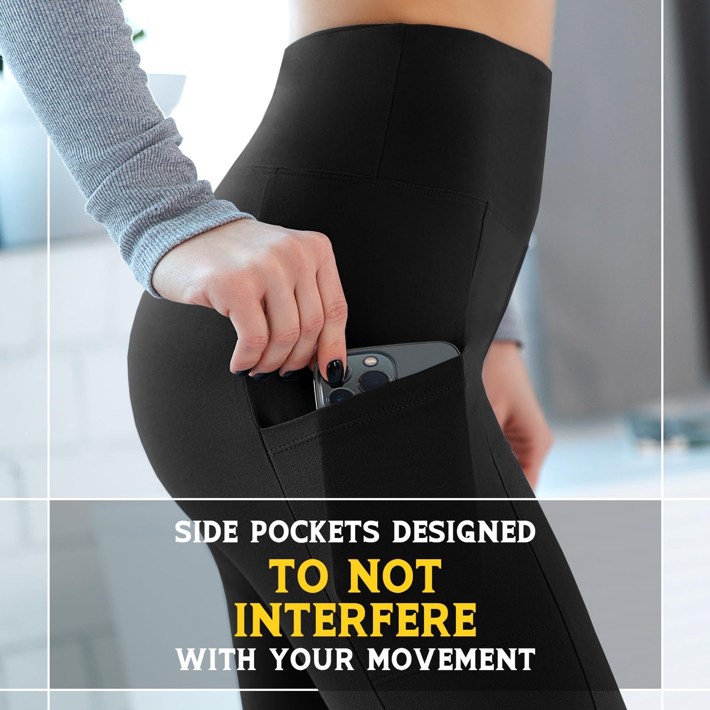 Walifrey Leggings with Pockets for Women, High Waisted Buttery Soft Womens Leggings for Gym Yoga Workout (Black SM)