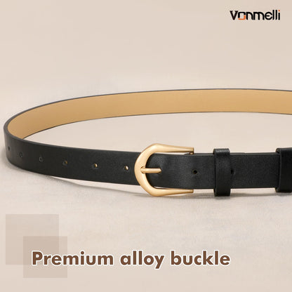 VONMELLI 4 Packs Thin Belts for Women Jeans Dress Fashion Womens Skinny Leather Belt Ladies Belt with Gold Buckle, Black Brown Coffee Beige, XXS