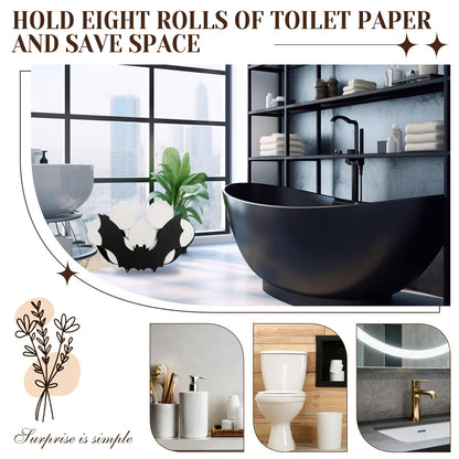 Novabright Black Bat Toilet Paper Roll Holder Halloween Gothic Bathroom Storage Decor Metal Witch Wall Mounted Toilets Paper Holder Funny Tissue Storage Organizer for Washroom Rack Art