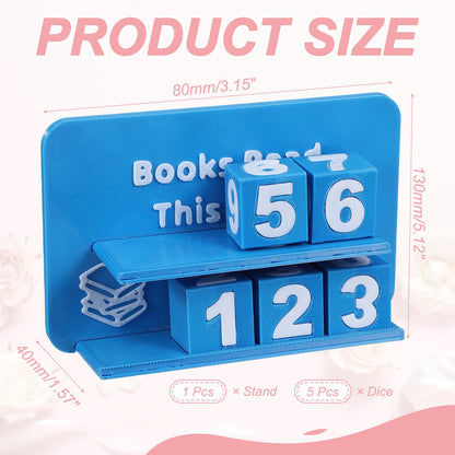 PATIKIL Books Read This Year Tracker, 3D Reading Challenge Counter Sign Library Bookshelf Decor Reading Challenge Number Up to 999 Books Gift for Reader Book Lovers Teachers, Blue