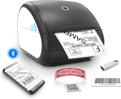 vretti Shipping Label Printer,Bluetooth with Built-in Label Desgin,4×6 Thermal Shipping Label Printer for Small Business,Compatible for Amazon,Ebay,USPS
