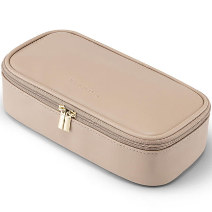 Vlando Travel Makeup Bag,Small Makeup Bag for Women,Gifts for Women Girls, Makeup Pouch Purse Travel Essentials Toiletries-Toffee