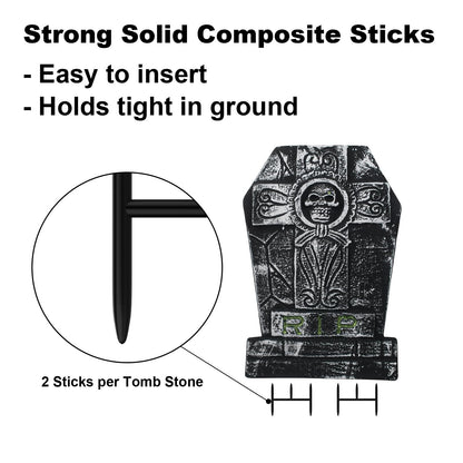 17" Foam Tombstones – Halloween Headstones Outdoor Decorations – RIP Graveyard Stones for Yard Cemetery Lawn Decor – Set of 3