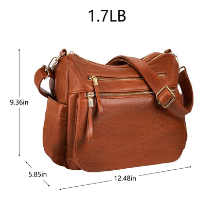 KOGTLA Medium Crossbody Purses for Women, Ladies Roomy Shoulder Bags, Multi Pockets Hobo Handbags Brown