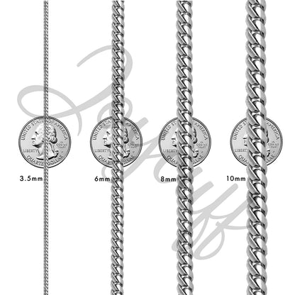 Men's Bracelet Stainless Steel Silver Men's Cuban Link Chain for Men Womens Bracelets Chain Hip Hop Rapper Jewelry 3.5mm Width 7.5 Inch