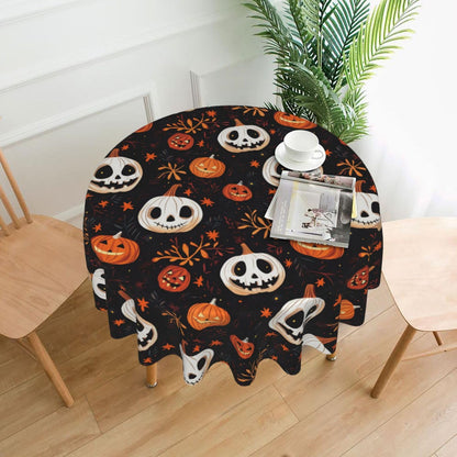Halloween Pumpkin Round Tablecloth 60 Inch, Halloween Decorations Round Table Cloth for Halloween Holiday Picnic Party Kitchen/Home Dining Decor