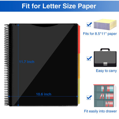Forvencer 24 Pocket Project Organizer, 1/3-cut Tab Binder Organizer with Sticky Labels, Multi Pocket Folder with Zipper Pouch, Folder Binder Spiral Pocket Notebook, Office Supplies
