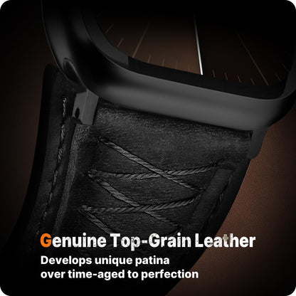 Fullmosa Leather Band Compatible with Apple Watch Ultra 3/2/1 Band 49mm 46mm 45mm 44mm 42mm Men, Top Grain Leather Replacement Strap for iWatch series 11 10 9 8 7 6 5 4 3 2 1, SE 3 2 1,Black+Black