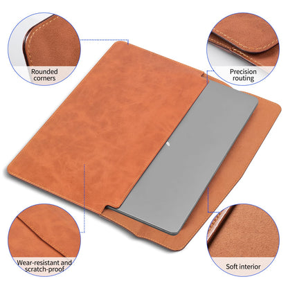 CPNVWA 16 Inch Leather Laptop Sleeve Compatible with MacBook Pro 16 Inch M5 M4 M3 M2 M1 Pro/Max＆MacBook Air 15 Inch M5 M4 M3 M2, Genuine Leather Protective Case Cover,Vintage Brown