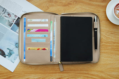 Moterm Zippered Leather Cover for Stalogy B6 Planners (Pebbled-Taupe)