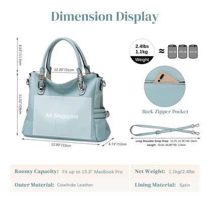 S-ZONE Women Genuine Leather Handbag Shoulder Purse Satchel Tote Crossbody Bag