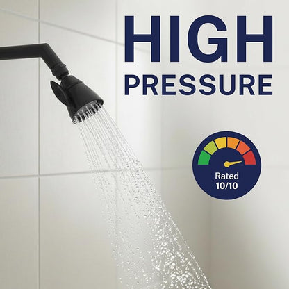 HammerHead Showers® Solid Metal 2 Inch High Pressure Shower Heads - MATTE BLACK – California Compliant 1.75 GPM Low Flow Rate - High Flow Shower Head with ADJUSTABLE SPRAY PATTERN - Fixed Shower Head
