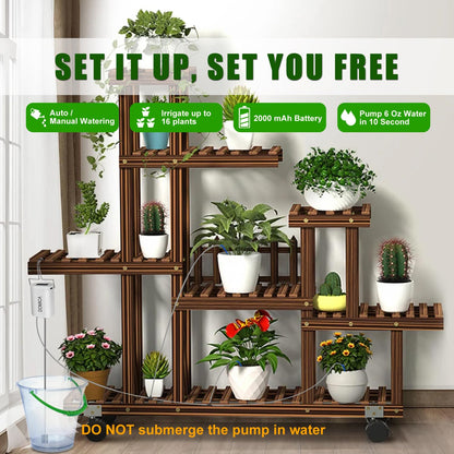 DOMICA Automatic Plant Waterer Indoor Self Watering System for 16 Potted Plants, Auto Drip Irrigation Kit Water Timer