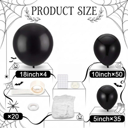 Gejoy 113 Pcs Halloween Balloon Garland Arch Kit with Spider Web and Spiders Spooky Halloween Party Decorations Black Latex Balloons Set Scary Birthday Backdrop for Haunted House Horror Party Supplies