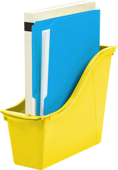 Storex Small Book Bin – Interlocking Plastic Organizer for Home, Office and Classroom, Yellow, 6-Pack (71112C06C)