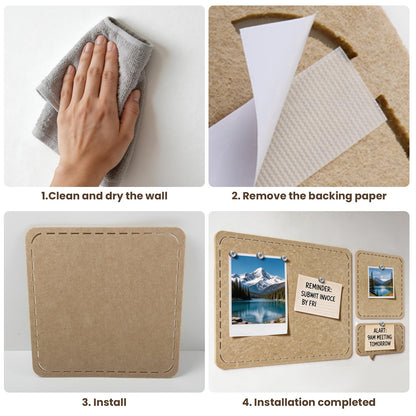 TOMAIX 47 x 24 Felt Bulletin Board Set, Self-Adhesive Background Display Board, Suitable for Office, Classroom, and Home Decoration, Can Be Used to Stick Notes, Photos, and Memos(Camel)
