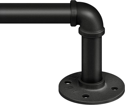 Zeerobee Curtain Rods for Windows 48 to 84, 1 Inch Industrial Wrap Around Black Curtain Rod, Indoor/Outdoor Room Divider Adjustable Drapery Pole, 48"-86"