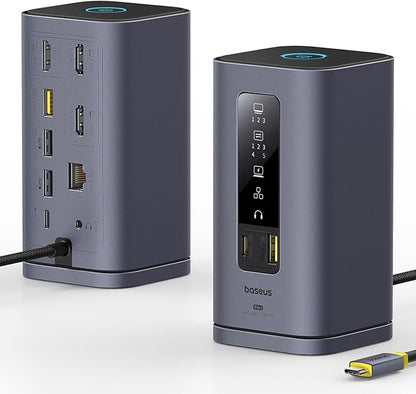 Baseus SpaceMate(MAC) Docking Station, USB C Docking Station 3 Monitors with 4K HDMI, 10Gbps USB Ports, 100W PD, Gigabit Ethernet, Audio, Laptop Docking Station for Mac & Win