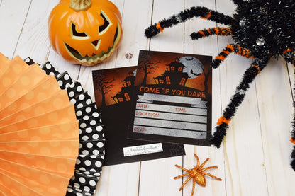 Come If You Dare Spooky Halloween Haunted House Party Invitations, 20 5x7 Fill In Cards with Twenty White Envelopes by AmandaCreation