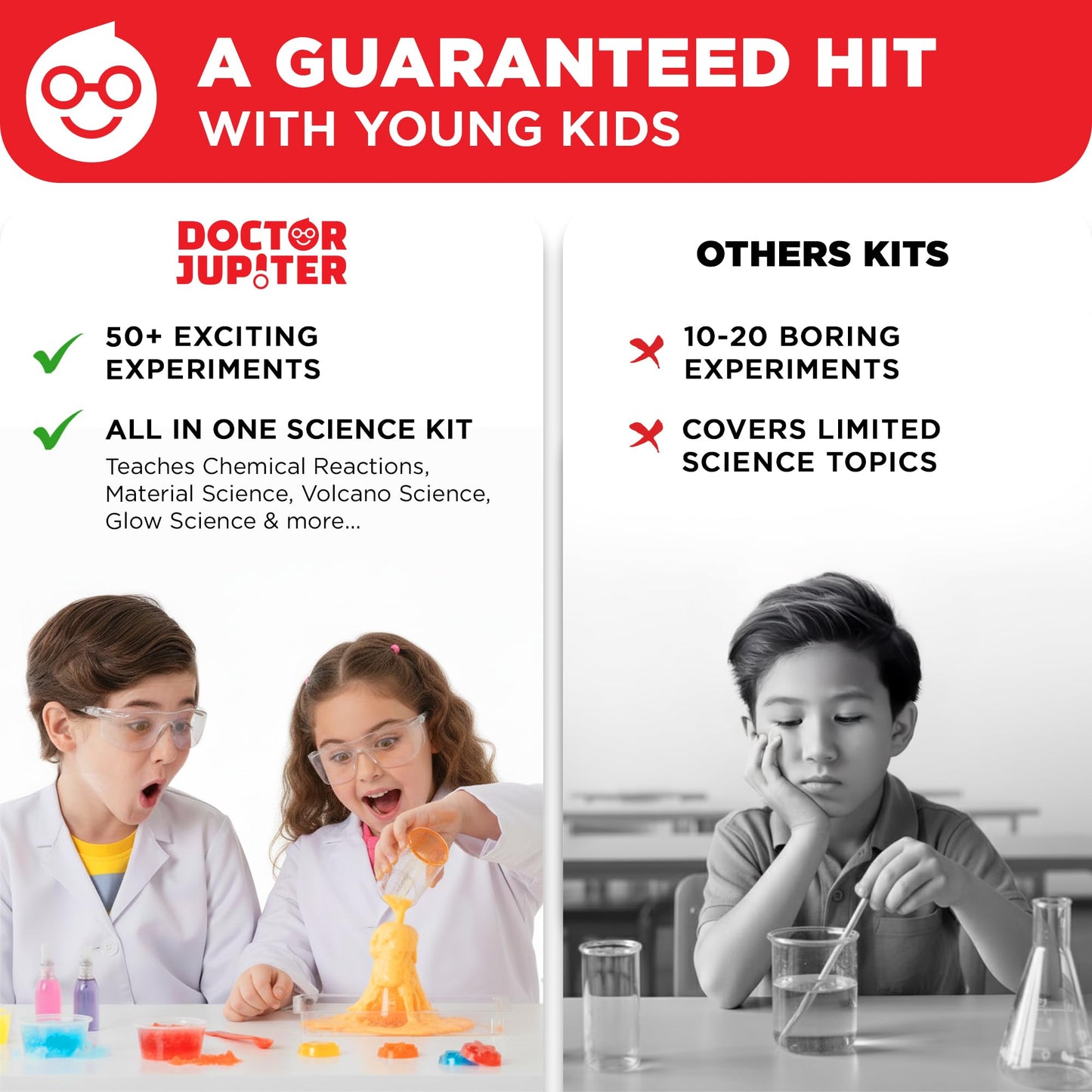 Doctor Jupiter Ultimate Science Kit, Chemistry Set for Kids Ages 8-10-12-14 | Birthday Gift Ideas for Boys & Girls 8,9,10+ Years Old | STEM Toy with 50+ Experiments | Learning & Educational Projects