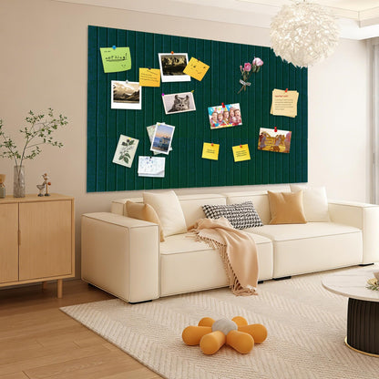 15 Pack Felt Bulletin Board, 35" x 59" Large Dark Green Pinboard with 30 Push Pins, Felt Pin Board, Self-Adhesive Cork Board Tiles for Home, Office Walls, School Classroom Message Photos Display