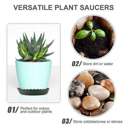 ECOESPTI 12Pcs Plant Saucer, 6 8 10 Inch Durable Plastic Plant Tray, Black Round Plant Pot Saucers, Drip Tray for Indoor and Outdoor Garden