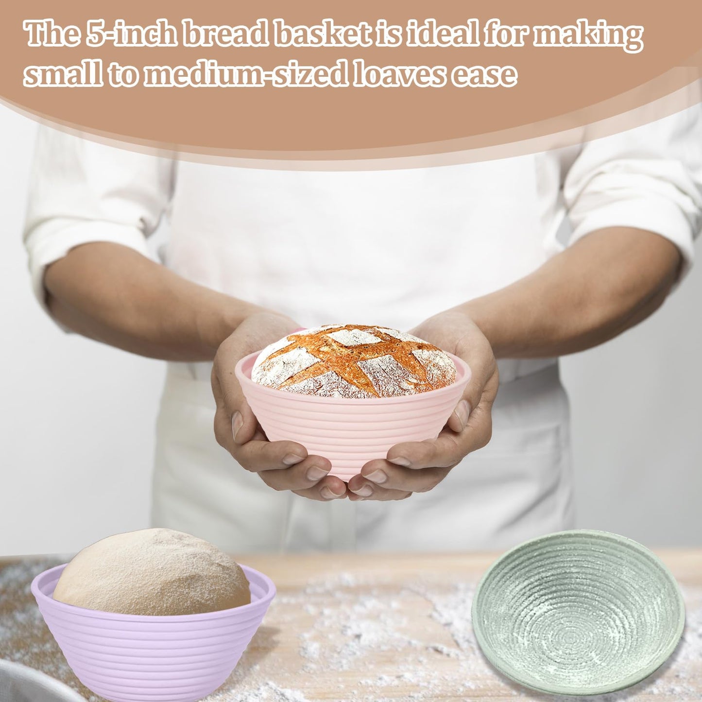 4Pcs Silicone Bread Proofing Baskets, 9" Collapsible Sourdough Bread Baking Supplies Non-Stick Round Dough Proofing Bowl Containers Oven Safe for Various Tastes Bread Making-BPA Free