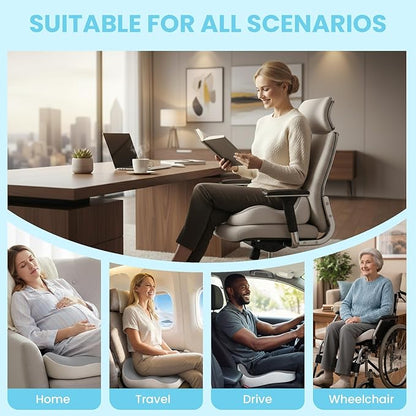 Seat Cushion,Office Chair Memory Cushion, Ergonomic Design, Relieve Sciatica and Long-Term Sitting Pain, Suitable for desks, car Seats, Games, wheelchairs