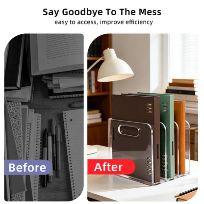 AIDIMOO Acrylic Magazine File Holder, 3 Vertical Compartments Desk Document Sorter Organizer, Clear Folder Rack Binder for Office/Documents/Classroom, for Home, Tablet, Magazines, Books & Accessories