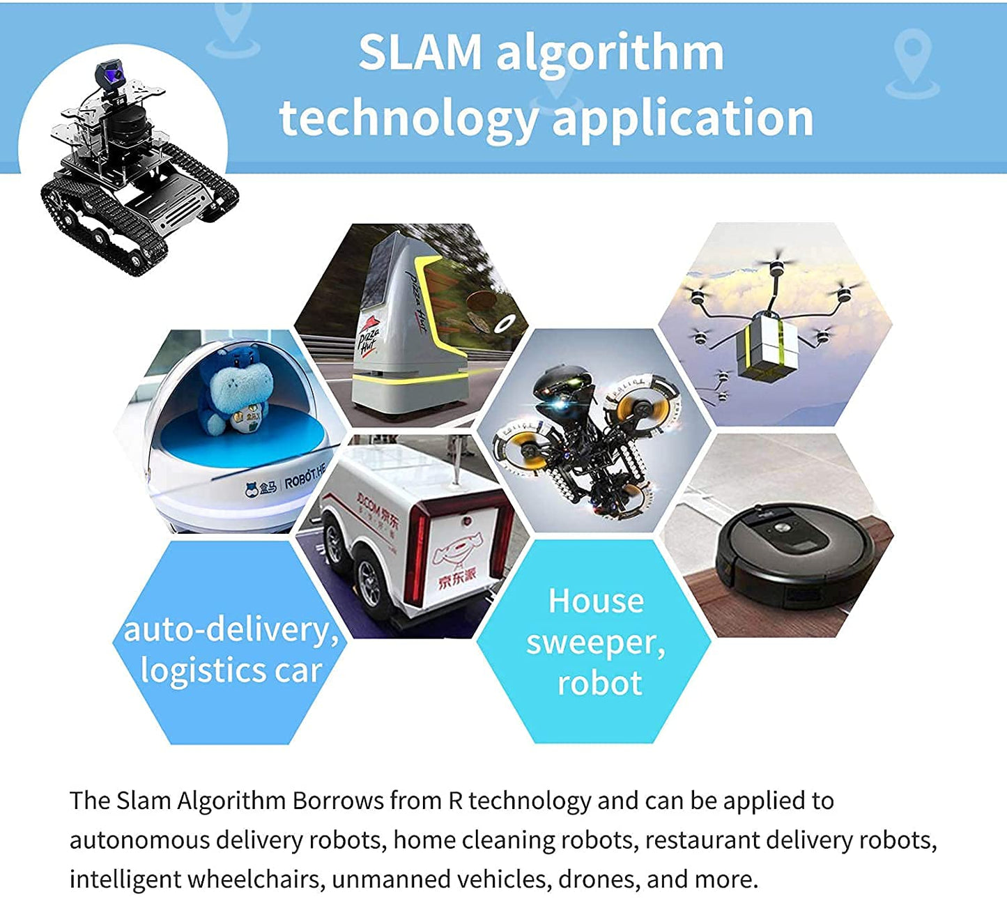 XiaoR Geek AI Robot Kit with Raspberry Pi XR lidar s1 ROS SLAM Smart Car DIY Tank Robotics Kit Build Maps, Autonomous Navigation, Object Recognition Tracking, Following(Blue with Raspberry Pi 4B 4GB)