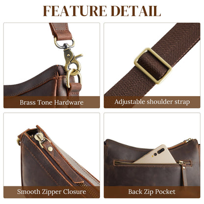 S-ZONE Leather Shoulder Bag for Women Small Crossbody Bags Hobo Purses with 2 Straps