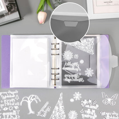 UNIMEIX 12 Pcs Magnetic Sheets for Die Storage with 1 Binder Cover, 2 in 1 Storage Stamp and Die Storage Bags Die Cut Storage Supplies(0.8 mm Thickness, Purple)
