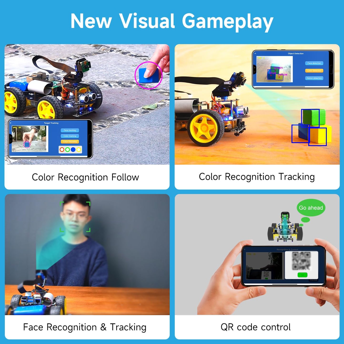 Yahboom Raspberry Pi 5 4GB AI Starter Robot for Python Programming DIY Car Kit, Visual Recognition, Autonomous Driving for Mechanical Engineer (Without Pi5)