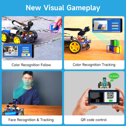 Yahboom Raspberry Pi 5 4GB AI Starter Robot for Python Programming DIY Car Kit, Visual Recognition, Autonomous Driving for Mechanical Engineer (Without Pi5)