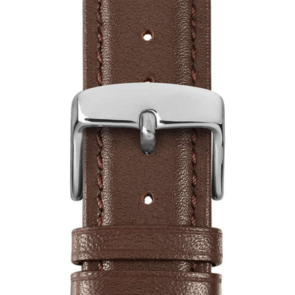 WOCCI 18mm Vintage Leather Watch Band for Men and Women, Silver Buckle (Dark Brown)