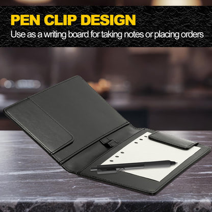 PATIKIL Restaurant Check Presenters, 20Pcs Guest Check Bill Holder with Magnetic Clip PU Leather Check Presenters for Restaurants Waitress Servers Bars, Black