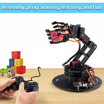 LK COKOINO 6-Axis Metal Robot Arm Kit with Joystick Control for Arduino Programming DIY Robotics Arm for STEM Learning, Educational Build & Play, Servo Motor Projects